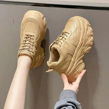 Trendy 2025 New Spring Summer Women's Shoes High Heel Increased Thick Bottom Flats White Casual Shoes Loafers