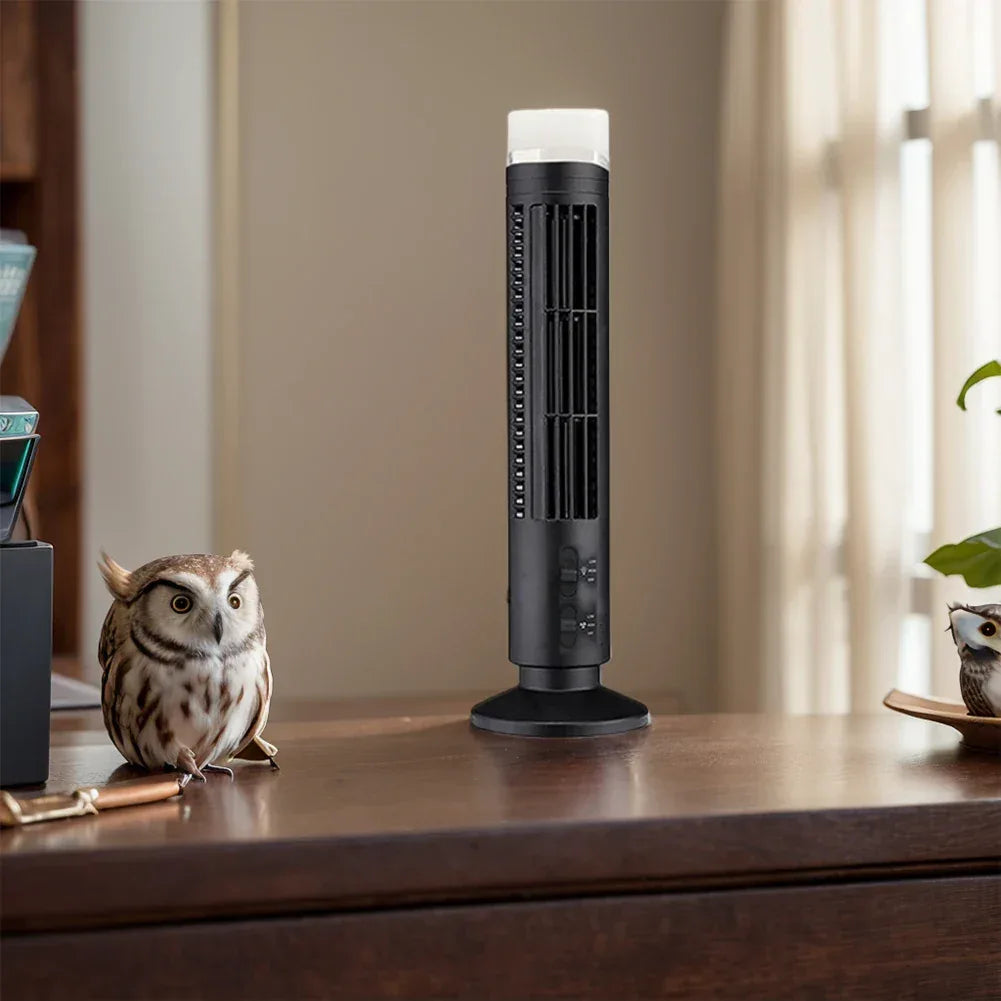LED Tower Fan Mini Vertical Conditioner 2 Gear Speed No Leaf Air Conditioner Portable Electric Floor Fan for Home Office