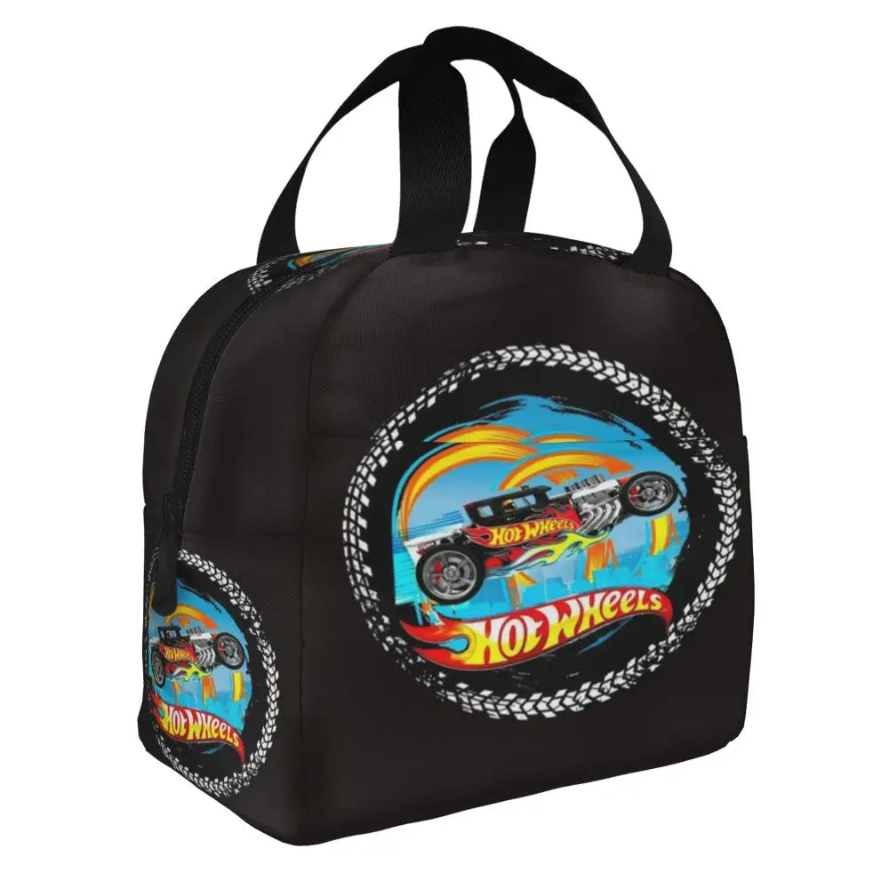 Custom Hot Wheels For Fans Thermal Insulated Lunch Bag Cartoon Sport Car Portable Lunch Container Travel Multifunction Food Box