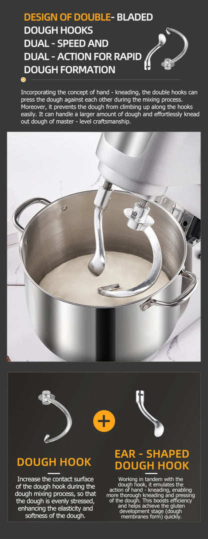 SUNATUR 16L Stand Mixer 2200w electric kitchen blender Commercial Food processor Large capacity Two kneading hooks dough mixer