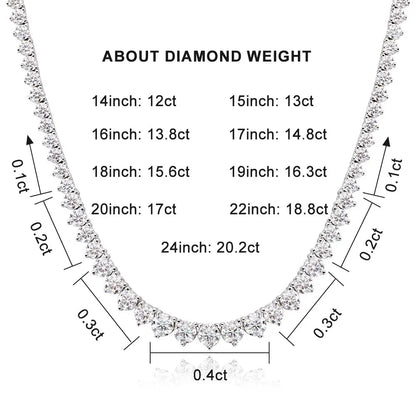 KNOBSPIN 3 Claw D VVS1 Moissanite Tennis Necklace s925 Sterling Silver 18k White Gold GRA Certified Wedding Necklaces for Women