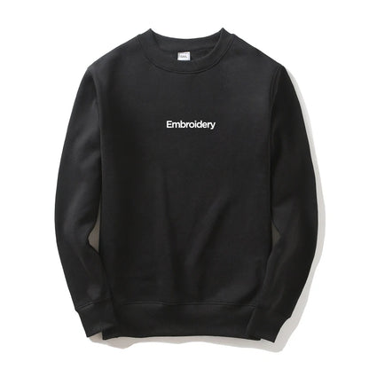 Custom Embroidery Cotton Sweatshirt Customized Brand Design Company Logo Text Men Women Thick Fleece Warm Quality Clothes 350gsm