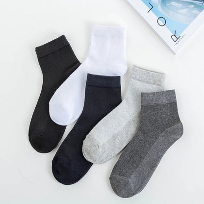 5Pairs Men Mesh Socks Organic Cotton Breathable Black White Business Sock Casual Athletic Spring Summer for Male Size EUR38-45