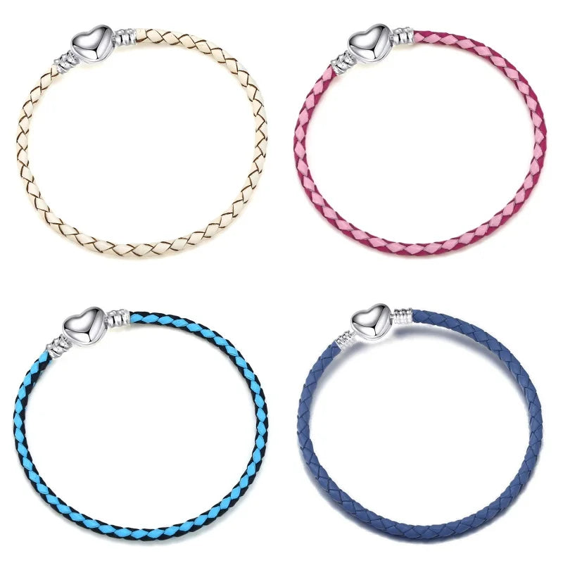 Double Circle Love Leather Rope Bracelet PU Basic Chain Accessories Valentine's Day Gift DIY Fine Jewelry