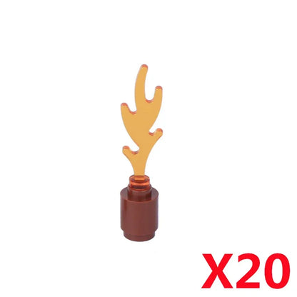 MOC Medieval Campfire Building Block Flame Wave Candle Transparent Wine Bottle Educational Toy Compatible Accessories Brick K054