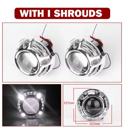 2pcs 3.0 Inch Bi Led Projector Lens Halo Light H4 H7 H1 9005 9006 Car Headlights Bulb Angel Eyes High Low Beam LED LHD RHD 6000K