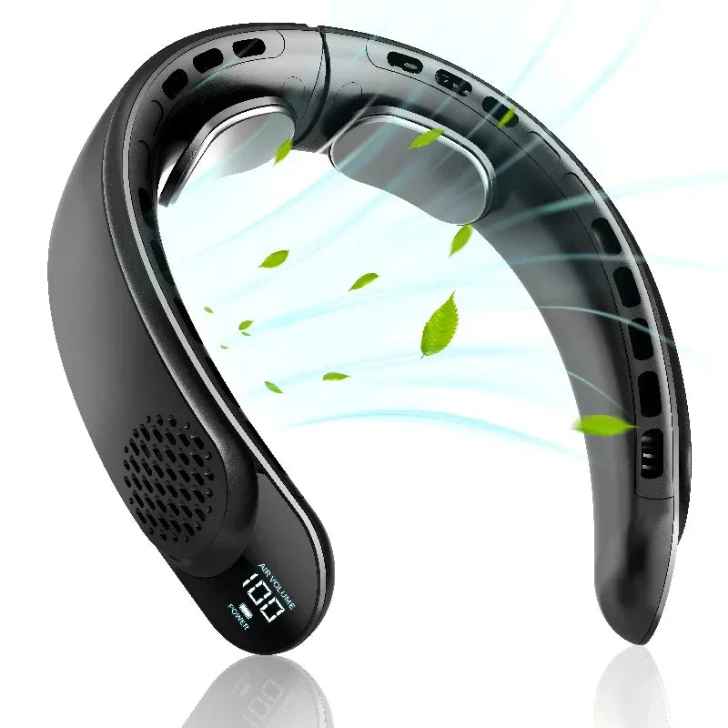 Portable Neck Fan 3-speed 4000mAh USB Charging Fast Cooling Multifunctional Digital Display Air Conditioner Outdoor Neck Fan