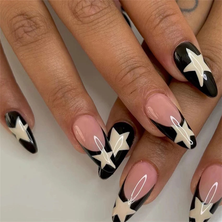24Pcs Manicure Wearable Fake Nails Ballerina Removable Coffin Fake Nails Finished Women Girls Almond False Nails Art Decoration