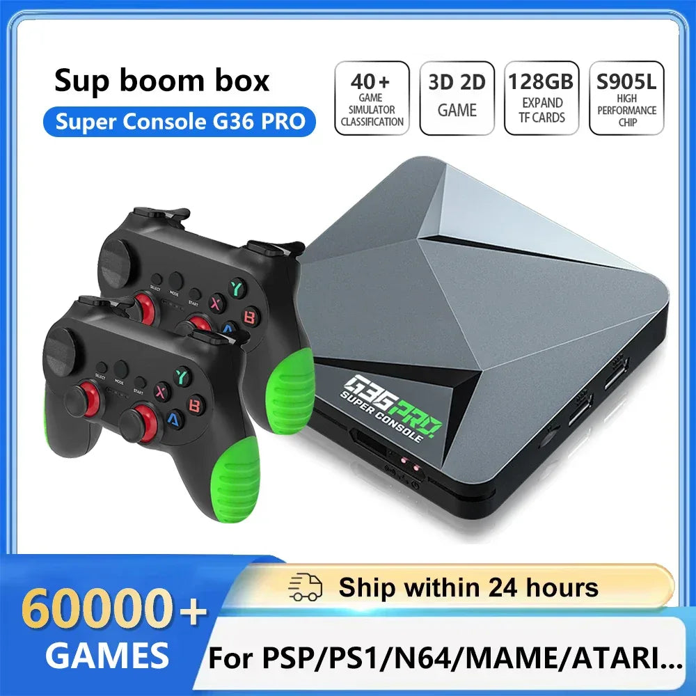 Super Console G36 Pro ultra128G Retro Video Game Console with 60000+ Games for MAME/PS1/PSP/DC Retro Kid Gift Game Console 4K HD