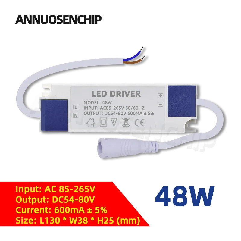 Hot 300mA 600mA LED Constant Current Driver Power Supply 85-265V AC to DC Lighting Transformers for Downlight Lamp Ceiling Light
