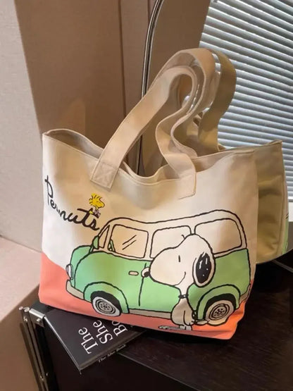 Snoopy Girl New Cute Cartoon Fashion Versatile Casual Travel Lightweight Large Capacity Storage Shoulder Portable Canvas Bag