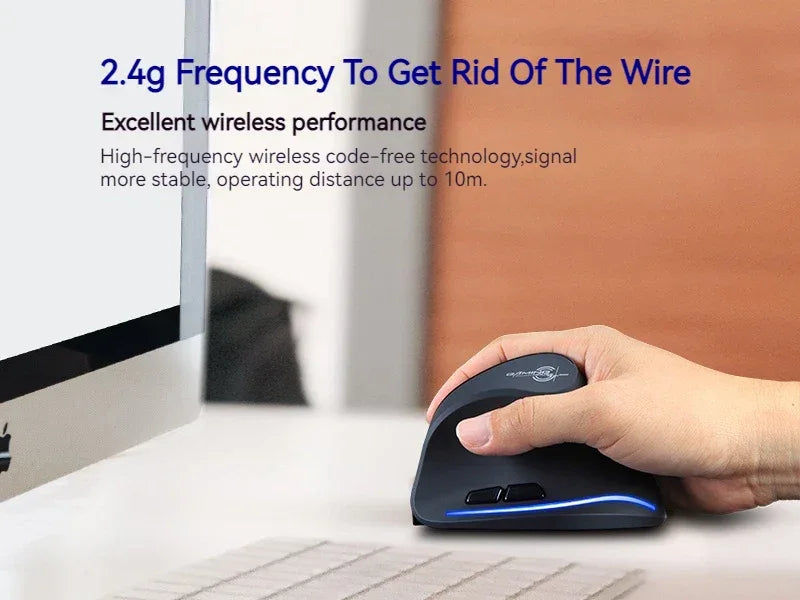 Zelotes F-35 Wireless Gaming Mouse Vertical Rechargeable 6 Key Mice 2.4G 3 Level DPI Adjustable Office/Gaming Computer Mouse