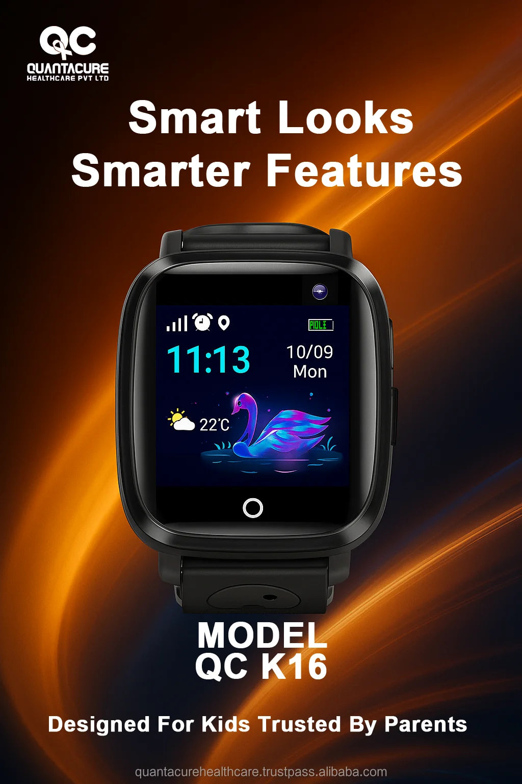 2025 QC K16 Kids Smartwatch GPS Navigation Tracker IP68 Waterproof TFT Touchscreen Camera 4G Wearable Silica Gel Sleep SOS Dial