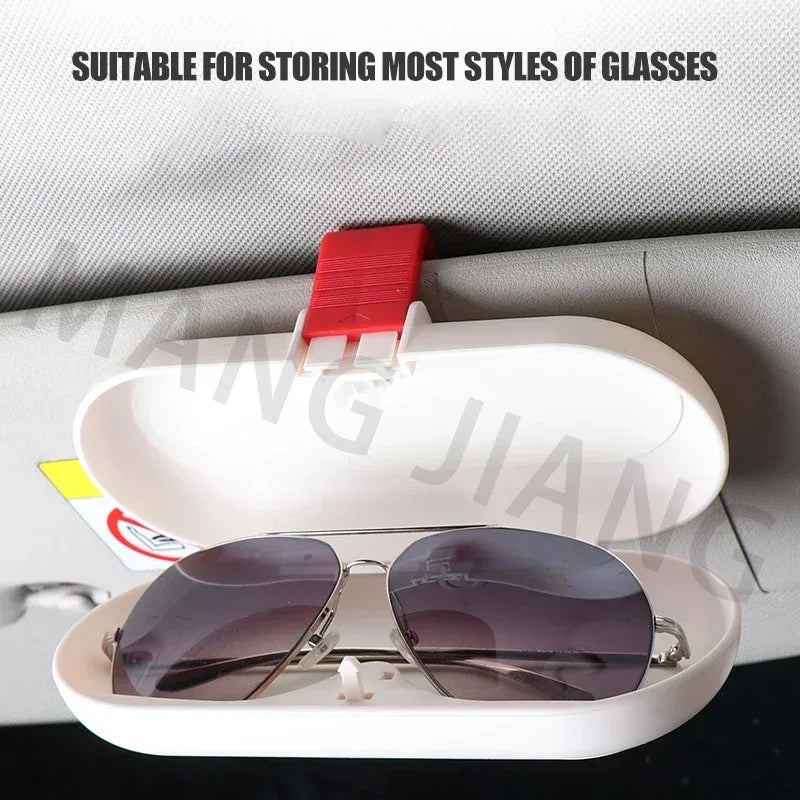 Car Glasses Card Ticket Holder Sunglasses Box Case Multifunctional Sun Visor Clip Creative Storage Fastener Interior Accessories
