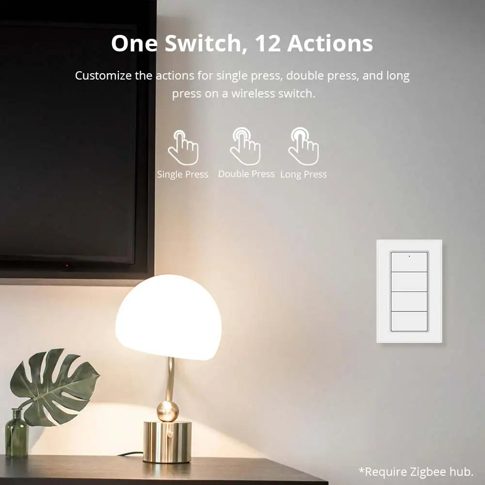 Zemismart Zigbee Wireless Switch,US Standard Scene Controller, Work with Tuya,Home Assistant, Homey, Hubitat,Smartthings