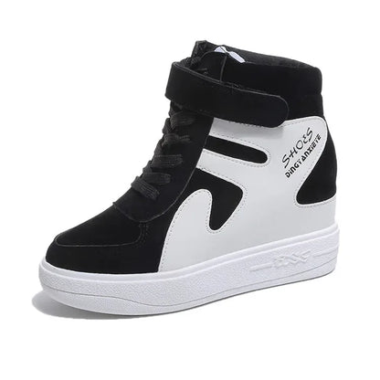 2020 Thick Platform Sneakers Casual Lace-Up Wedges High Heel Womens Shoes Outdoor Black Red Platform Vulcanize Shoes Women