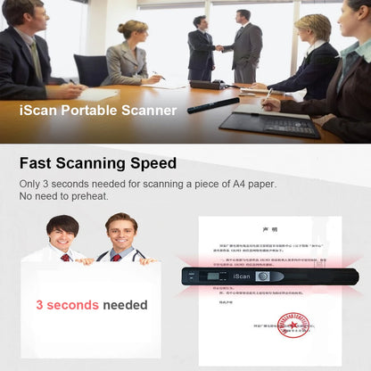 Scanner Document iScan Portable Scanner Mini Handheld Document Scanner A4 Book Scanner for JPG and PDF Format 300/600/900 DPI