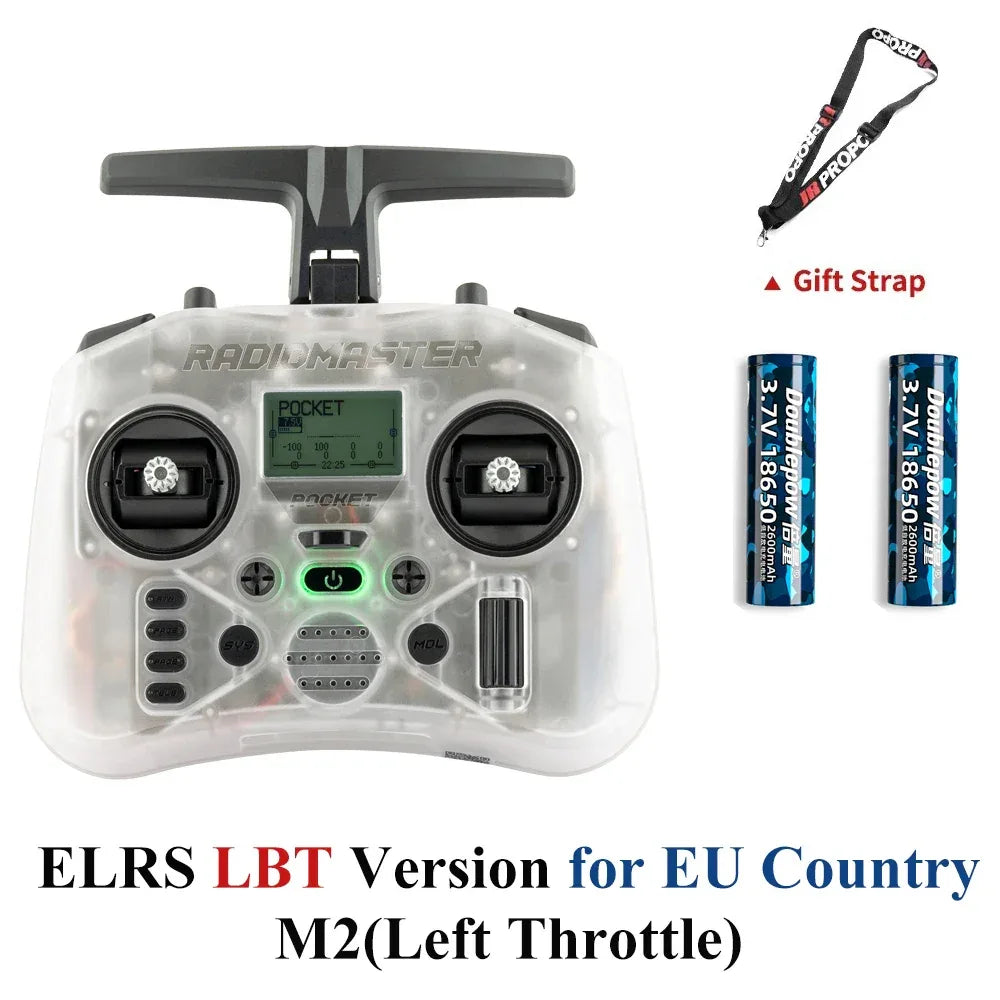 Radiomaster Pocket EdgeTX 2.4G Radio Controller FCC LBT (Mode2 Left-handed Throttle ) CC2500 / ELRS Hall Gimbal Transmitter