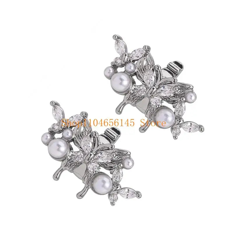 Zirconia Rhinestones Butterfly Earphone Charms AntiSlip Clasps Quick Installation For Multiple Devices