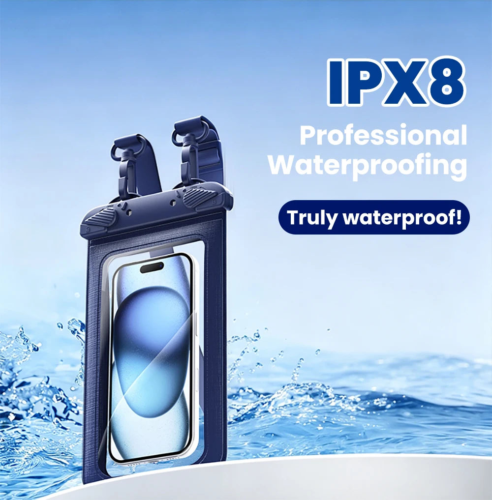 IPX8 Waterproof Phone Pouch 7.5" Universal Dry Bag Underwater Touch Screen Phone Casefor Swimming Rafting Beach