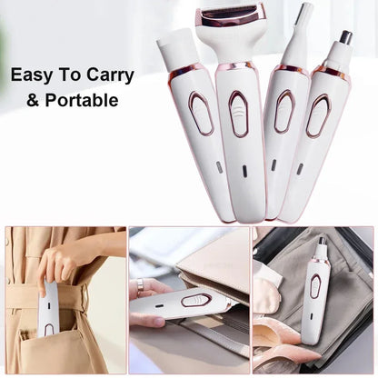 Electric Shaver For Woman Body Hair Removal Epilator Painless Cordless Trimmer Women Face Leg Bikini Razor 4 in 1 Hair Remover