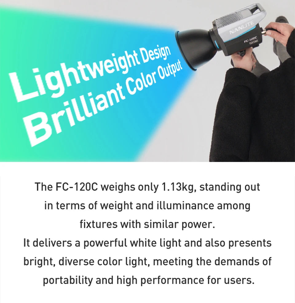 Nanlite FC-120C RGBW Full-color 145W 2700K-7500K Professional Photography Fill Light for Video Studio Outdoor Live Stream Shoot