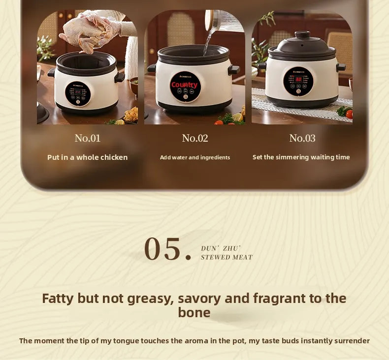 Electric slow cooker for baby food, ceramic household fully automatic stew pot, soup pot, electric slow cooker, porridge cooker