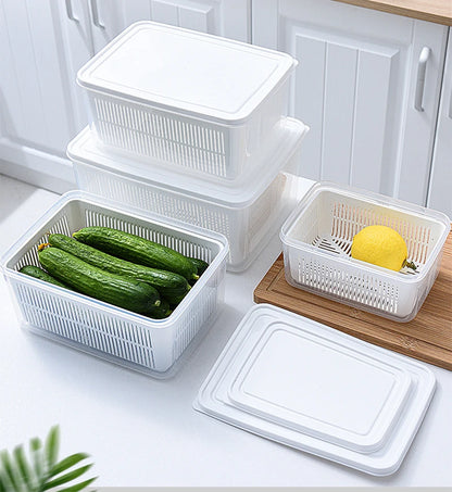 Refrigerator Storage Box Fridge Organizer Fresh Vegetable Fruit Boxes Drain Basket Storage Containers Pantry Kitchen Organizer