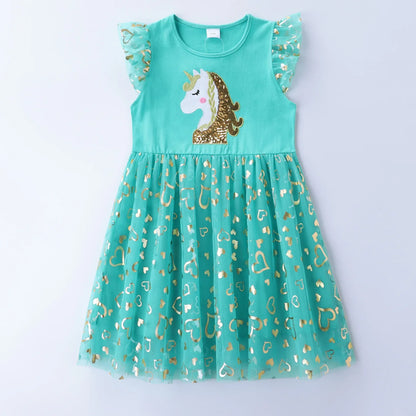 Girls' Unicorn Dress: Children's Spring/Summer New Sleeveless Embroidered Party Dress SH1696