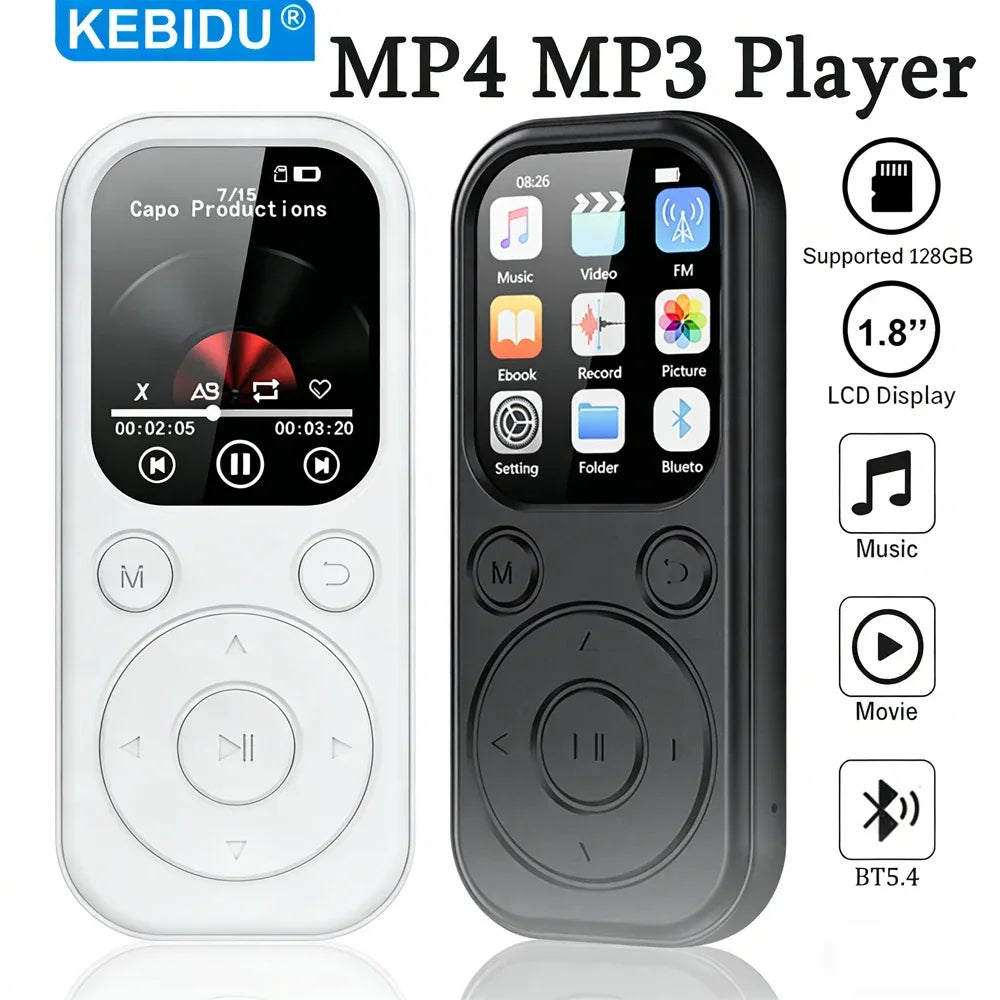 Bluetooth 5.4 MP3 MP4 Player Portable LCD Screen Music Player Stereo HiFi Speaker Support TF FM Radio Video E-Book Recording
