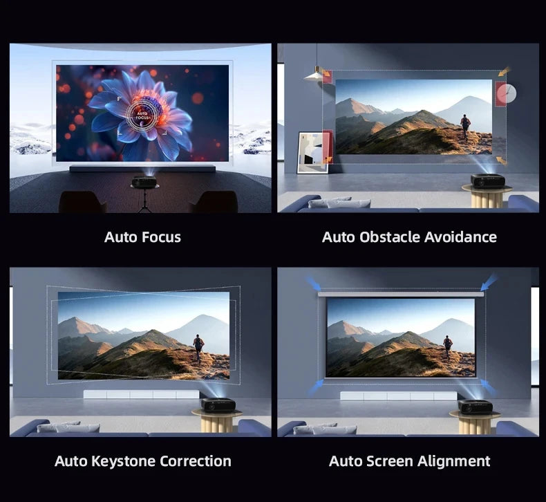 Official Google TV 4K Smart Projector Netflix Certified Native 1080P Dolby Audio WiFi6 Auto Focus HDR Home Theater HDMI BT5.4
