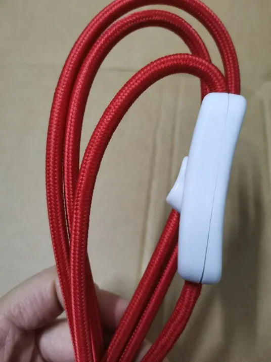 2m AC 220-250V EU Power Cord with Switch Fabric Covered Electrical Power Cable For DIY Table Lamp Cord