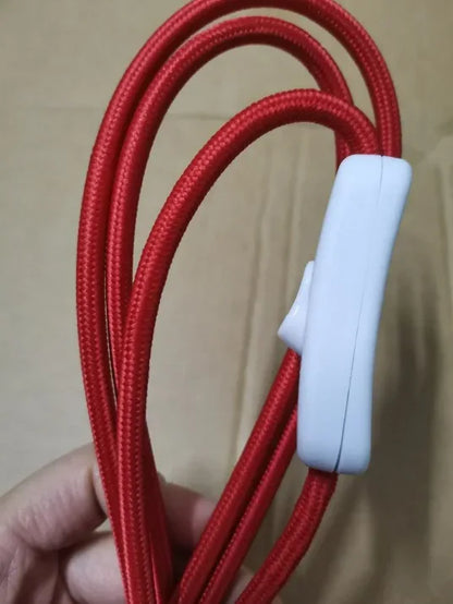2m AC 220-250V EU Power Cord with Switch Fabric Covered Electrical Power Cable For DIY Table Lamp Cord