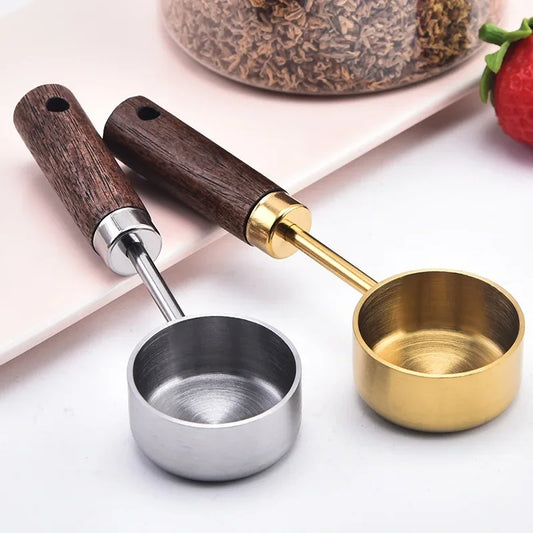 15ml Stainless Steel Measuring Spoon Tablespoon Coffee Scoop Wood Handle Sugar Powder Coffee Bean Measure Spoon Kitchen Tools by PDG ibma