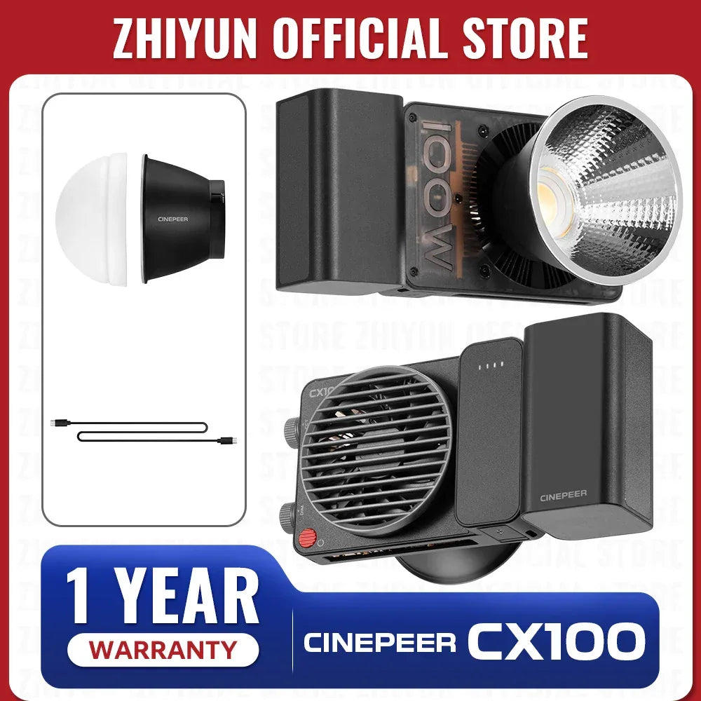 ZHIYUN Official CINEPEER CX100 100W Pocket Video Light Handheld Led COB Light Photo Fill Light Photography Lighting