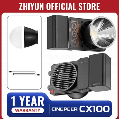 ZHIYUN Official CINEPEER CX100 100W Pocket Video Light Handheld Led COB Light Photo Fill Light Photography Lighting