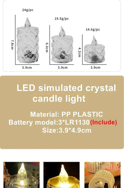 LED Crystal Candle Light Flameless LED Light Electronic Candle Lamp For Dating Party Holiday Home Wedding Atmosphere Decoration
