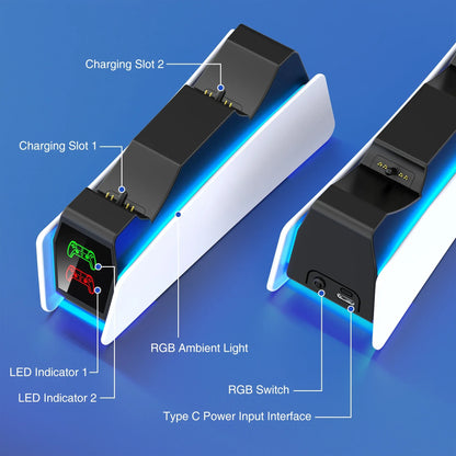 Controller Charging Station For PlayStation 5 Dual Fast Charger LED Indicator Charging Stand Docking Station ps5 accessories