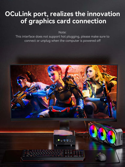 GMKtec K12 AMD Ryzen 7 H 255 Gaming Mini PC 2*DDR5 3*PCIe SSD WiFi6E BT5.2 2*.5G LAN OCulink Desktop MINI PC Gamer Computer