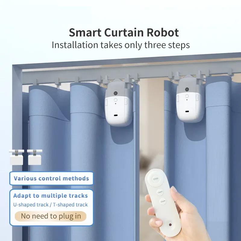 Tuya Zigbee/Bluetooth Track Curtain Robot Tuya Smart Rail Curtain Robot Smart Curtain Pusher Robot Support Siri Alexa Voice