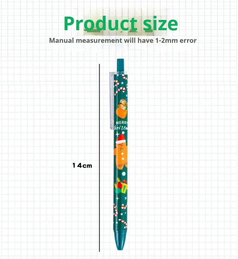 50Pcs/Lot Cute Christmas Press Gel Pens Cartoon Santa Claus Kawaii Christmas Gift Black Ink Pen Student School Office Supplies