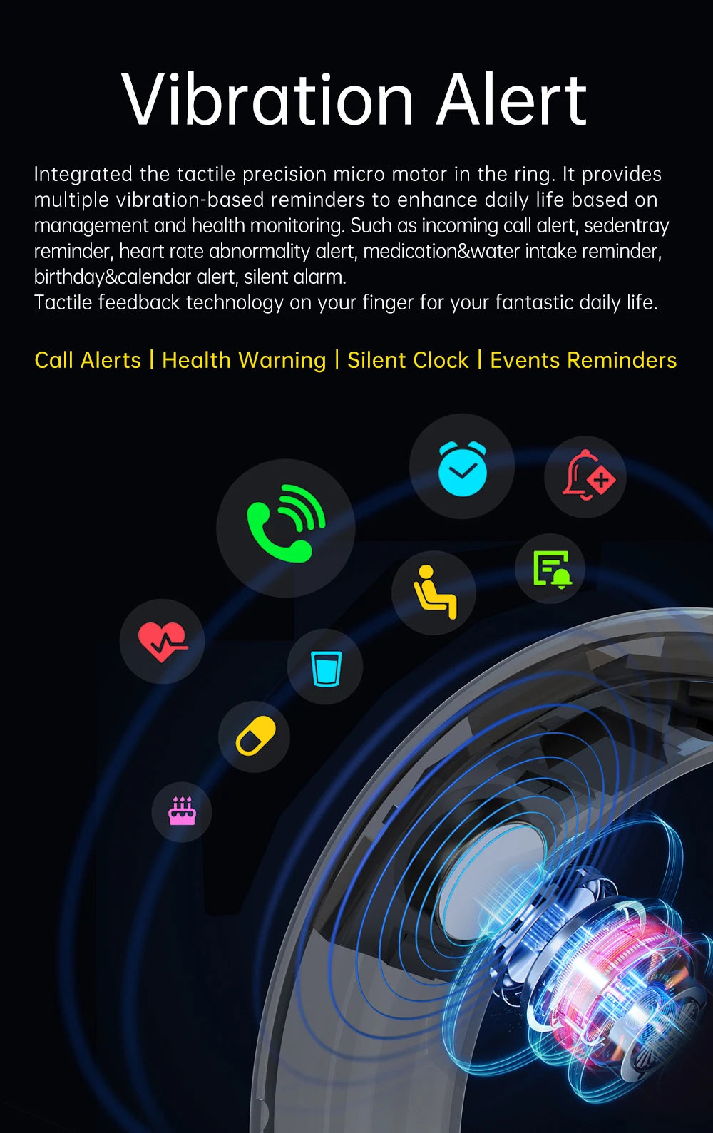 2026 Health Monitoring Smart Ring, Continuous Heart Rate Blood Oxygen Sleep Tracker, Silent Vibration Notification Smart Ring