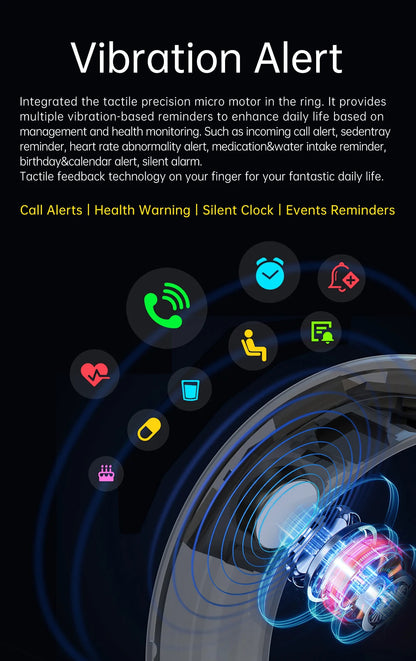 2026 Health Monitoring Smart Ring, Continuous Heart Rate Blood Oxygen Sleep Tracker, Silent Vibration Notification Smart Ring
