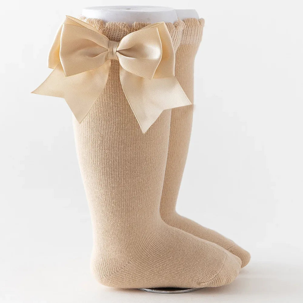 Winter Autumn Kids Knee High Socks Baby Girls Cotton Socks Big Bow Soft Toddlers Princess Children Long Socken For 0-5Years