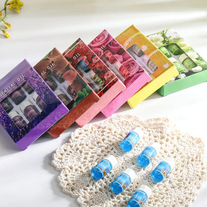 6pcs/set Essential Oils Gift Box Aroma Diffuser Air Humidifier Water-soluble Air Freshener Scents Fragrance Car Perfume Refill