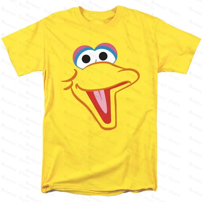 Sesame Street Elmo Large Face T-shirt High Quality Casual Couple Street Sports T-shirt Kids Tshirt Men's Shirts Woman t-shirts