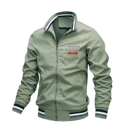 2024 New Motorcycle Jackets Men's Audi Car Logo Print Biker Jacket Windbreaker Casual Racing Jacket Audi Men's Clothing Coats