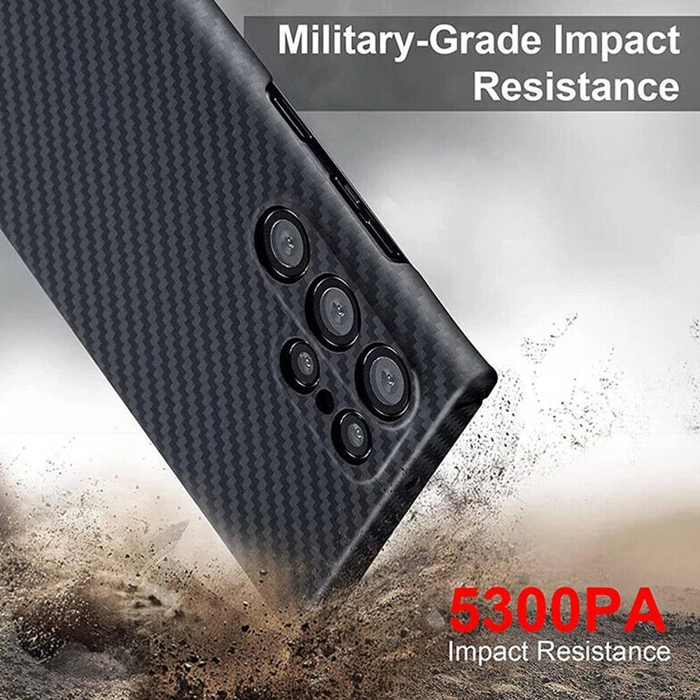 Ultra-Thin Kevlar Pure Carbon Fiber Phone Case For Samsung Galaxy S23 S24 26 Ultra Plus Commercial Aramid Fiber Shockproof Cover