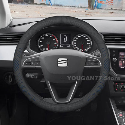 Leather Car Steering Wheel Cover For Seat Ibiza 2013-2024 2025 Non-slip Covers For Covers Auto interior Seat leon Accessories by PDG ibma