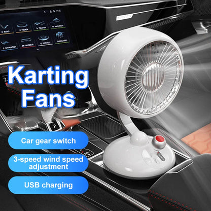 Desktop Fan Kart Creative Digital Display Shaking Head High-speed Circulation Fan Mute Long Endurance Electric Fan